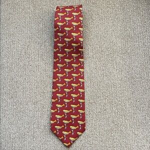 Tiffany & Co. Silk Men’s Red Necktie Fish/Dragonfly’s Made in Italy